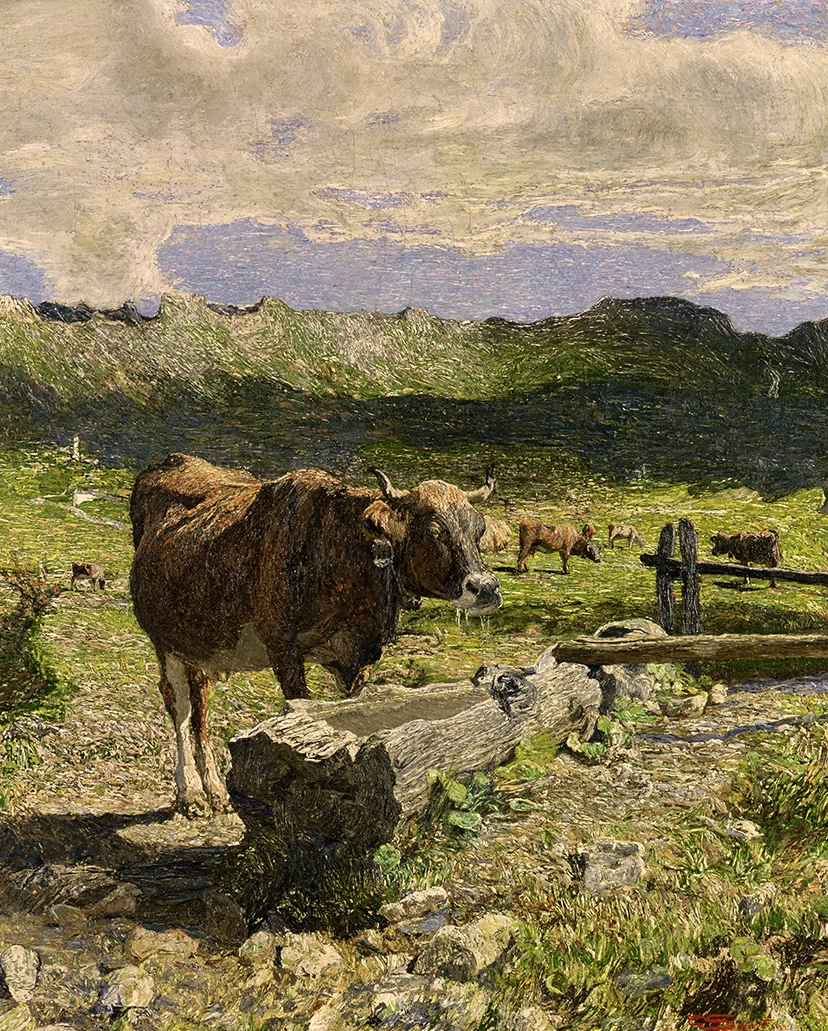 Vacca bruna all'abbeveratoio, 1892 - Museo Segantini, St. Moritz